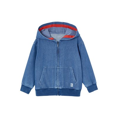 Sweat zippé avec poches couleur denim VERTBAUDET