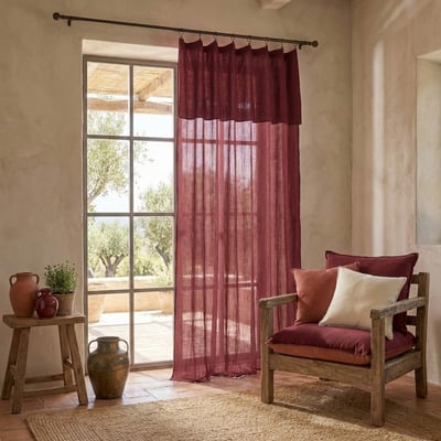 Rideau ajustable en 100% Gaze de Coton Terra EDEN