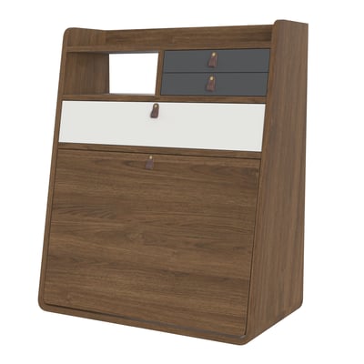 Bureau secrétaire mural en chêne teinté 60 cm, GASTON HARTO