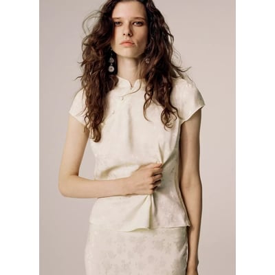Haut jacquard à col officier MANGO