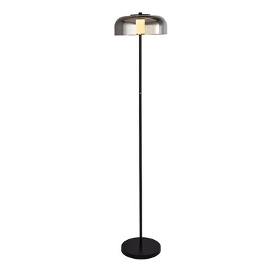 Smoked Glass Led Dome Floor Lamp with Black Metal Base SO'HOME