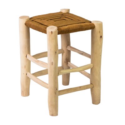 ROUCOU - Tabouret en bois et corde camel HYDILE
