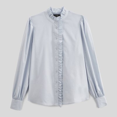 Blouse manches longues unie avec col montant en coton BIO MONOPRIX