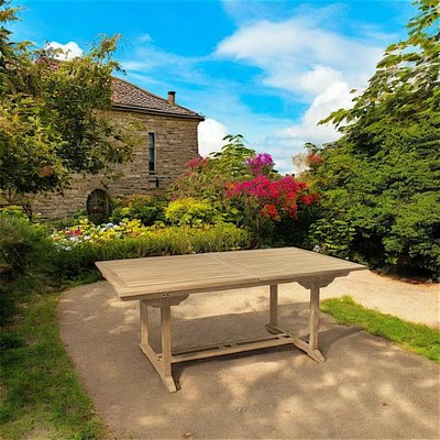 Table de jardin extensible rectangulaire en bois de teck massif 120/180x90cm SUMMER 10 personnes PIER IMPORT