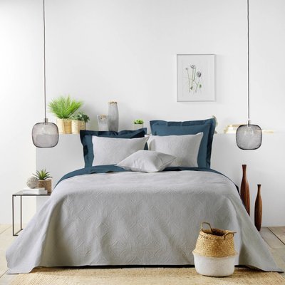 Couvre-lit 2 personnes matelassé microfibre Romane coloris gris DECORATIE