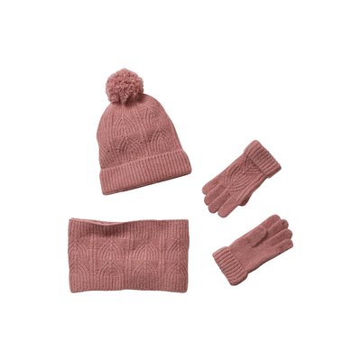 Ensemble bonnet + snood + moufles en maille torsadée mousseuse VERTBAUDET