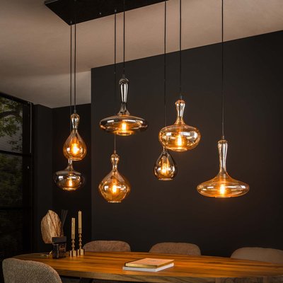 Suspension multiple en verre teinté 7 lampes NOVA PIER IMPORT