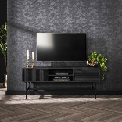 Meuble tv noir en bois de manguier avec rangement LUCKNOW PIER IMPORT