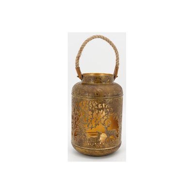 Lanterne en métal antique décor Cerf et Biche intérieur doré AUBRY GASPARD