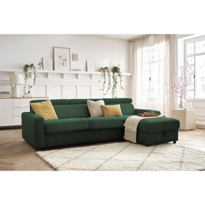Canapé d'angle convertible 4 places en velours côtelé couchage 140x190 cm, MONACO BOBOCHIC