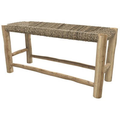 Banc 2 places 90 cm en jonc de mer et branche de teck - JOVAN RENDEZ-VOUS DÉCO