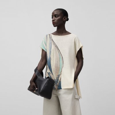 Pull imprimé en maille en lin mélangé ADOLFO DOMINGUEZ
