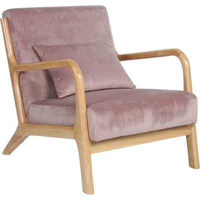 Fauteuil en velours  pâle avec structure bois naturel RECOLLECTION
