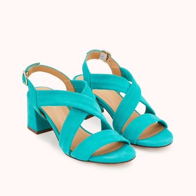 Sandales talon bleu turquoise La Redoute