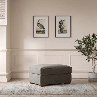 Florence Soft Brushed Footstool with Dark Wood Legs ÉDITÉ