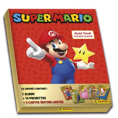 Super mario stickers gold coffret (album + 15 poch + 5 cartes el gold) PANINI