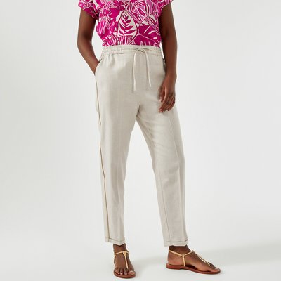 Linen Mix Peg Trousers, Length 26.5" ANNE WEYBURN