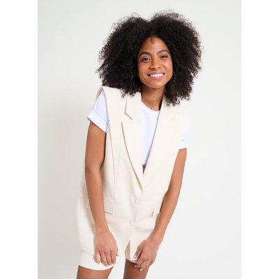 Veston long effet tweed sans manches TWEEDA NAF NAF