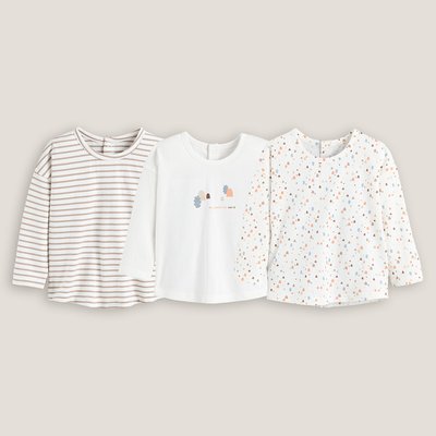Pack of 3 T-Shirts with Long Sleeves in Cotton LA REDOUTE COLLECTIONS