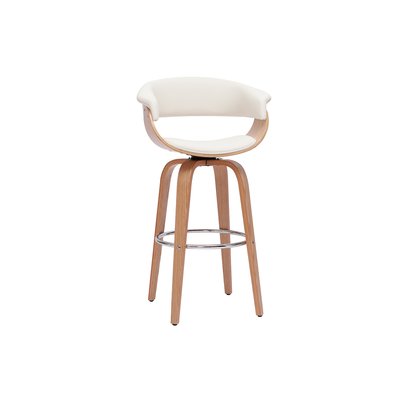 Tabouret de bar design pivotant blanc et bois clair H67 cm OKTAV MILIBOO