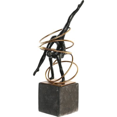 Statuette gymnaste moderne noire et dorée en résine métal RECOLLECTION