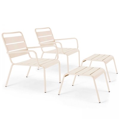 Lot de 2 fauteuils bas relax avec repose-pieds, PALAVAS OVIALA