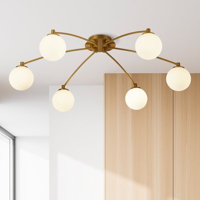 Opal and Brass 6 Light Semi Flush Ceiling Light SO'HOME