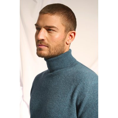 Pull Col Roulé Vert Canard Chiné Connor JUST CASHMERE