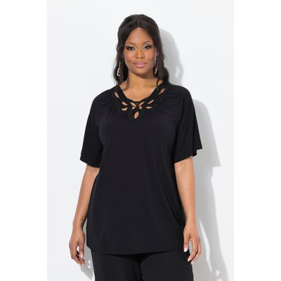T-shirt avec décolleté brodé, manches courtes ULLA POPKEN