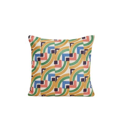 Housse de coussin en Coton rebrodé d'un motif graphique  IAKOBO MADURA