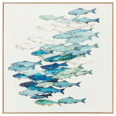 Tableau toile imprimée banc de poissons 90x4x90cm WADIGA
