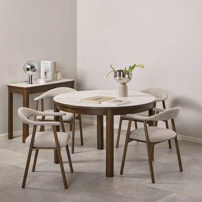 Table en céramique et chêne fumé 4 places D120 - SIMONE HELLIN, DEPUIS 1862
