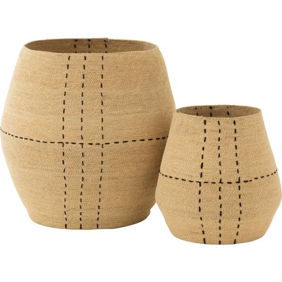Panier jonc naturel et  lignes décoratives pour rangement élégant RECOLLECTION