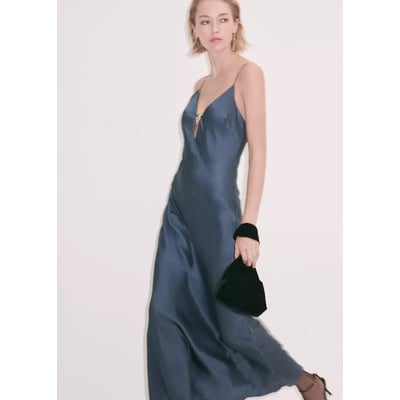 Robe satinée col V MANGO