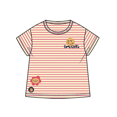 T-shirt en maille fille rayé avec patches BOBOLI