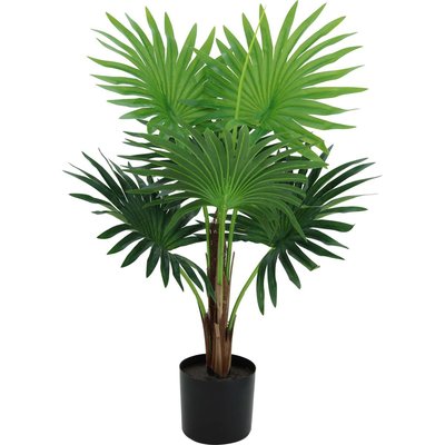 Palmier éventail artificiel 6 palmes toucher naturel 70 cm JARDINDECO