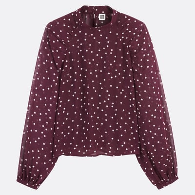 Polka Dot Shirt with High Neck LA REDOUTE COLLECTIONS