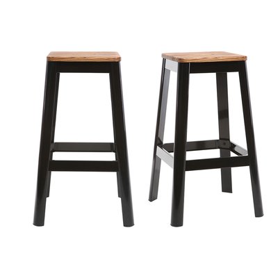 Tabourets de bar industriels en métal noir et bois H75 cm (lot de 2) NICK MILIBOO