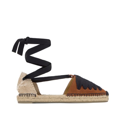 Espadrilles plates en daim à rubans et coutures contrastées KIVA PLATFORM CASTANER