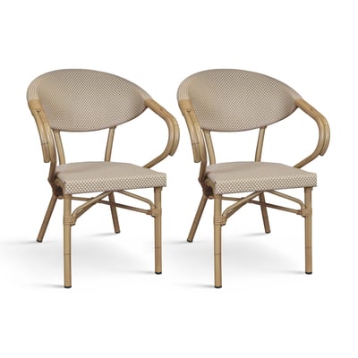 Lot de 2 fauteuils de table extérieur effet rotin naturel, AMALFI NOW'S HOME