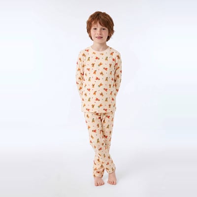 Pyjama manches longues imprimé en velours en coton BIO GOTS MONOPRIX