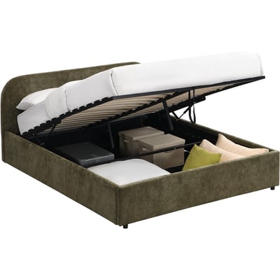Lit coffre adulte avec tête de lit en tissu chenille - CASSIS HOMIFAB
