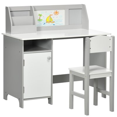 Ensemble table et chaise pour enfant rose avec tableau blanc HOMCOM