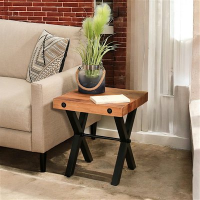 Bout de canapé industriel en bois recyclé CALGARY PIER IMPORT
