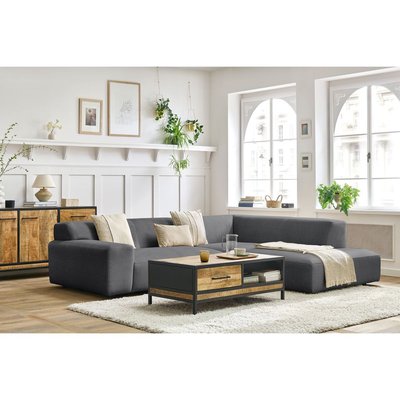 Canapé d'angle fixe 4 places en velours, LAVENA BOBOCHIC