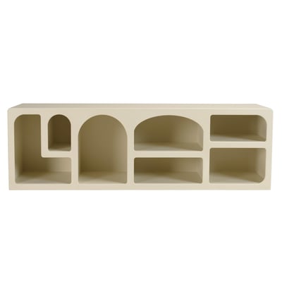 Meuble TV 7 niches 160x40cm en bois peint couleur beige NELIA PIER IMPORT