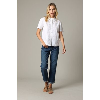 Chemise blanche en toile de coton avec broderies cœurs PIPPA DEELUXE