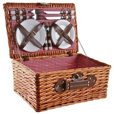 Valise pique-nique en osier teinté miel Campani AUBRY GASPARD