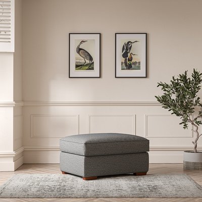 Florence Woven Footstool with Dark Wood Legs ÉDITÉ
