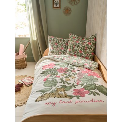 Parure housse de couette et taie oreiller TROPICAL, avec coton recyclé VERTBAUDET